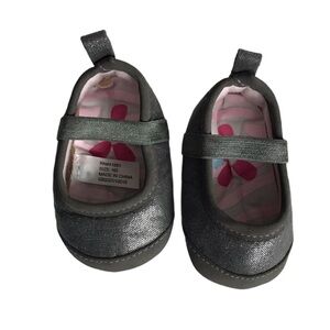 New Born Slip On Shoes, Dark Sparkly Gray